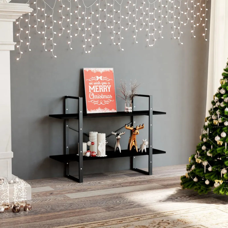 2-Tier Book Cabinet Engineered Wood, Black, 27.6" H x 23.6" W x 11.8" D