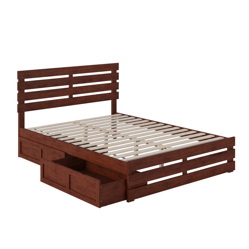 Bridport Slat Storage Bed, Walnut, Queen