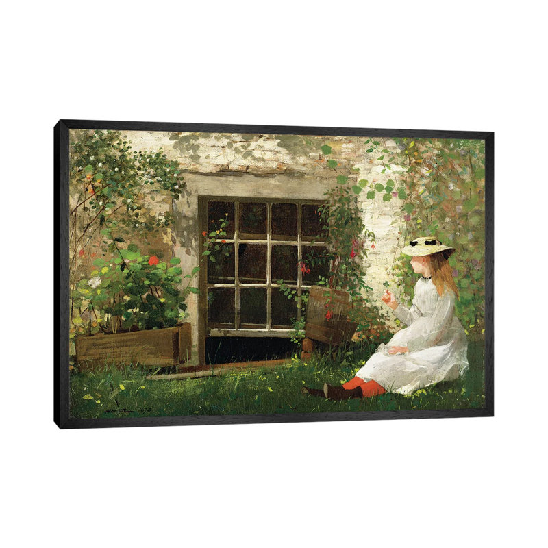 The Four Leaf Clover, 1873 by Winslow Homer - Painting on Canvas, Black Framed, 45.72cm H x 66.04cm W x 3.81cm D