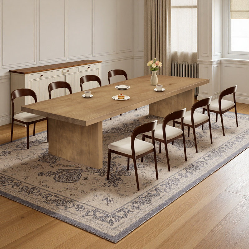 Ensemble de salle à manger moderne pour 8 personnes en bois massif et chaises, H 29,53 po x l 86,6 po x P 35,43 po