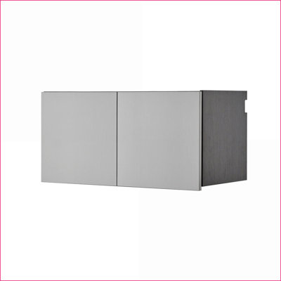 Cabinets, 32 in. W Metal Wall Storage Cabinet with Soft-Closing Drawers &amp; Doors, Slate Gray | Minimalist | Bathroom