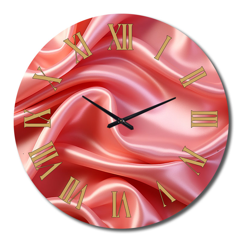 Smooth Pink Elegant Minimal Glam Wave Metal Wall Clock, Extra Large