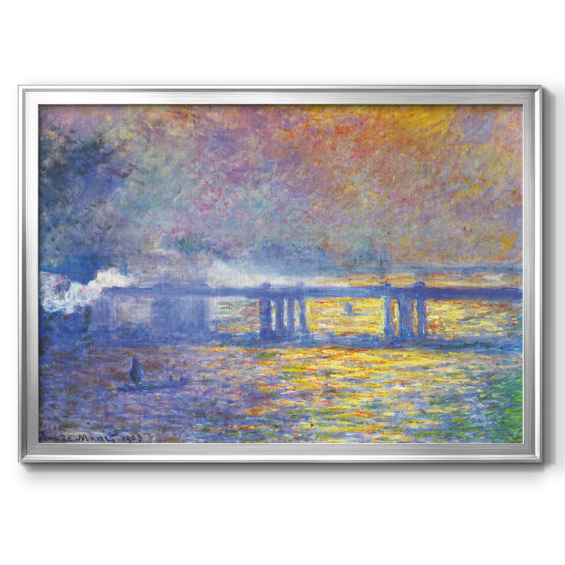 "Charing Cross Bridge", reproduction d'art encadrée sur toile par Claude Monet, H 18 po x l 26 po x P 1,5 po, Argent