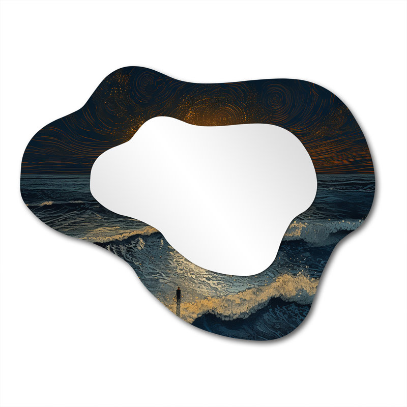 Alone On The Waves Majestic Ocean Sunset - Grand miroir mural nautique, 27 po x 35 po