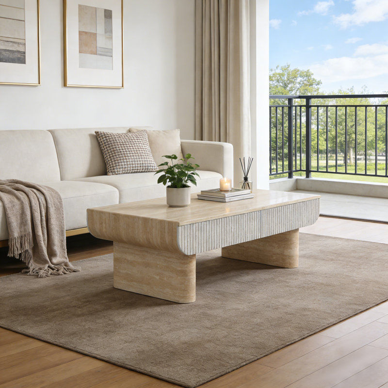 Table basse avec plateau en faux marbre (table incluse seulement)
