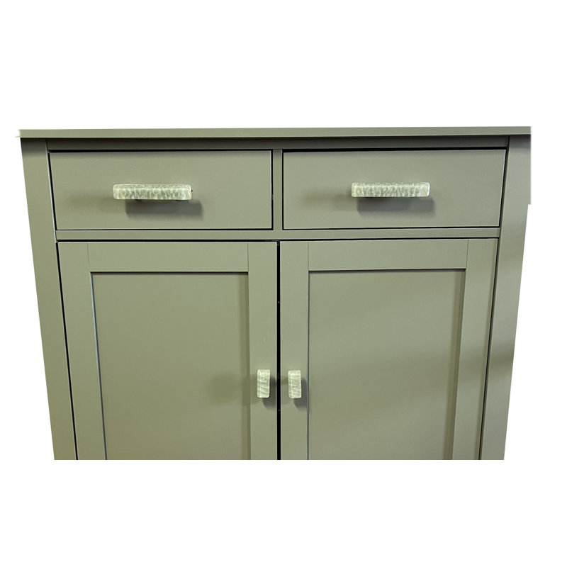 Poignée d'armoire longue en verre Glacier, Nickel satiné, Vert épinette