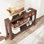 Console de 59 po de long, table d'entrée en bois avec 2 tiroirs et tablette de rangement ouverte, table de canapé derrière le canapé