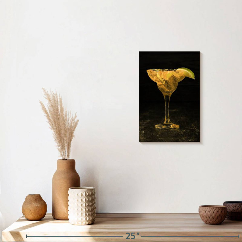 Cocktail rétro sur toile, H 12 po x l 8 po x P 1 po