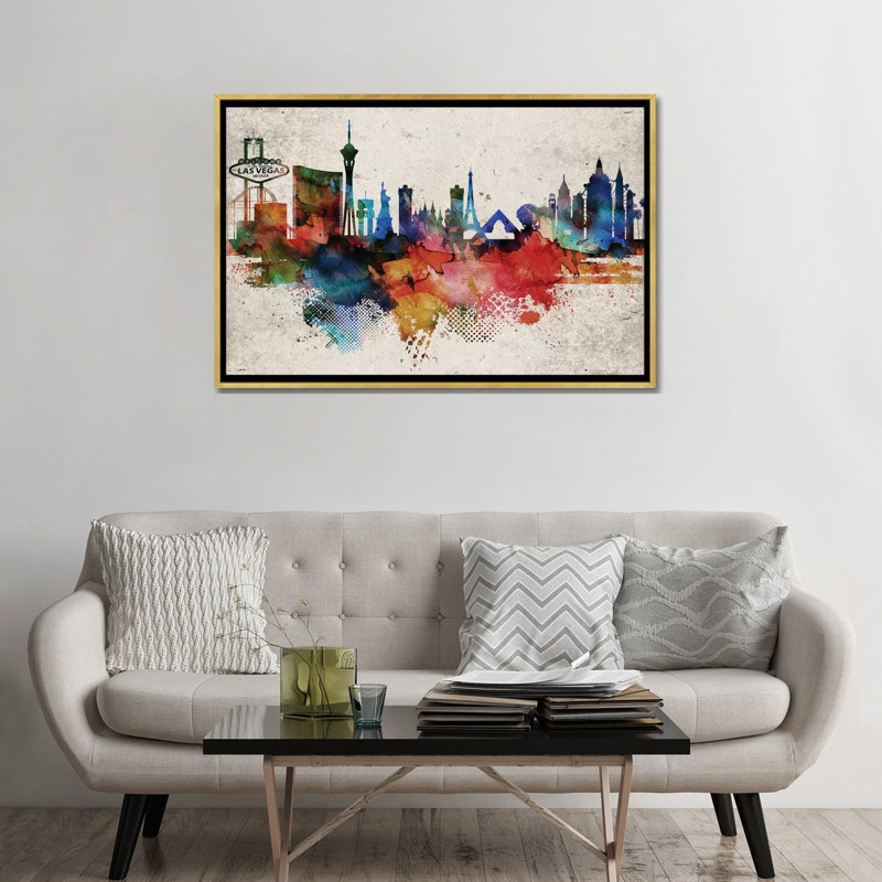 «Las Vegas Abstract», reproduction d'impression, Toile encadrée d'or, Aucun mat, H 32 po x l 48 po x 1,5 po