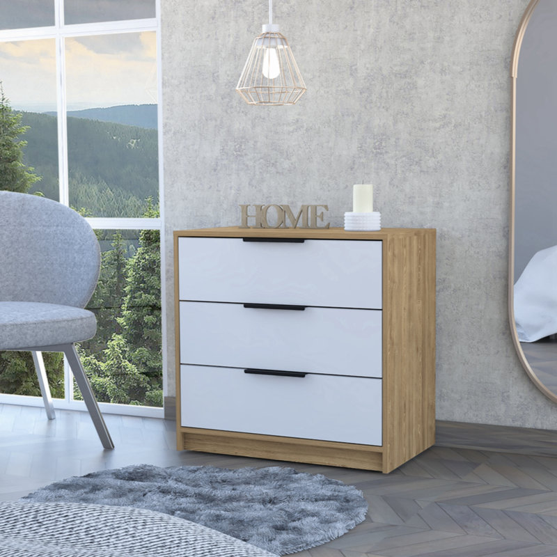 27.775'' W 3 - Drawer Dresser, White/Pine