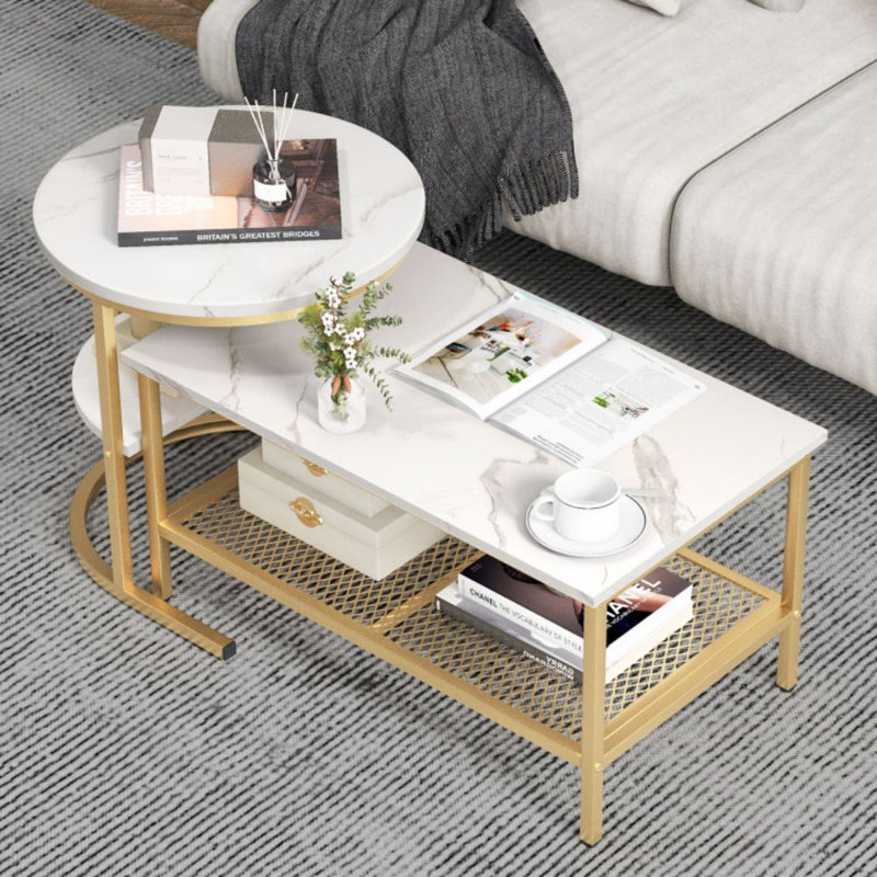 Table basse avec rangement Javarrius, Or