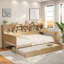 Multifunctional Wooden Daybed With Storage Shelves, Study Desk And Trundle-1141718561-1141718562