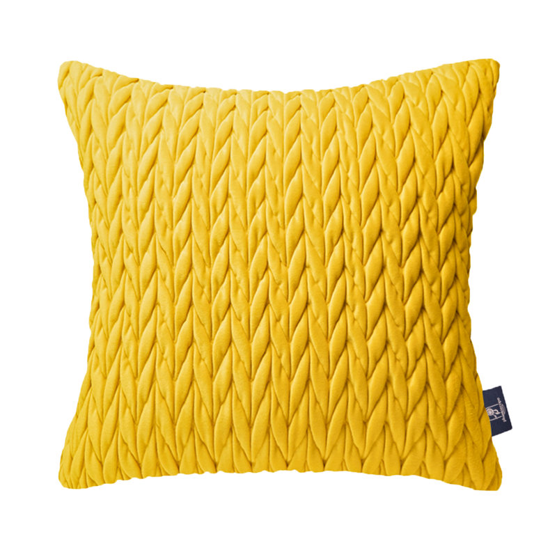 Coussins en velours matelassé, coussin décoratif texturé tressé, Carré H 18 po x l 18 po, Brun