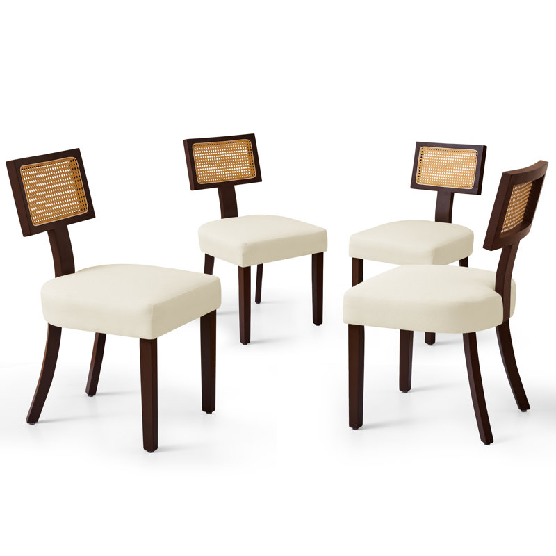 Chaise rembourrée Modern, Beige / bois brun foncé