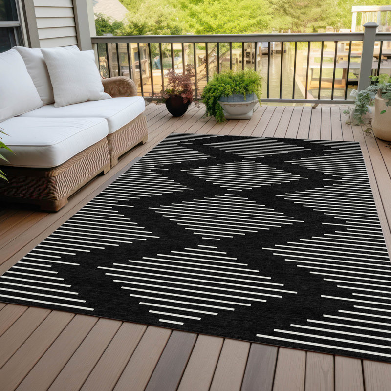 Tapis intérieur / extérieur noir Velina , 8' x 10'