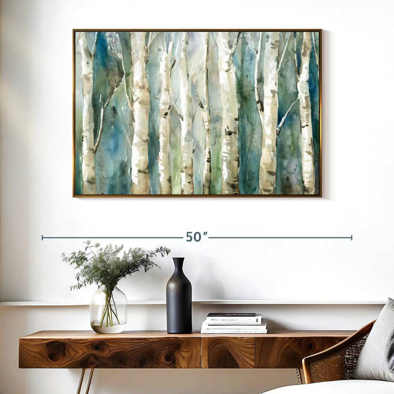 Birch River Walk, Cadre flottant doré, 40 po x 27 po