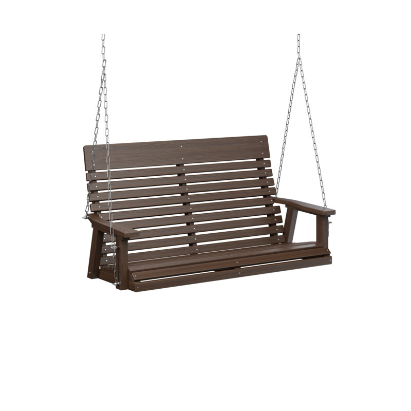 Balancelle double en noyer brésilien naturel avec chaînes en acier inoxydable Berlin Gardens, Imbuia, 52"