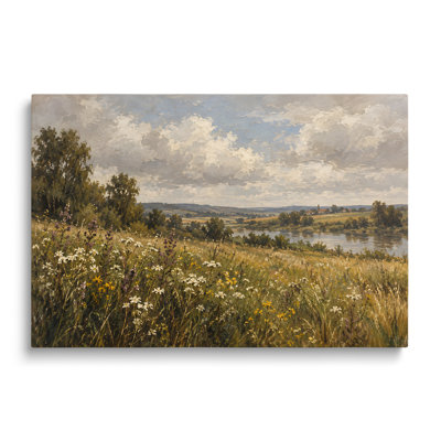 Toile multicolore, paysage de prairie sauvage, peinture d'art mural pour salon, salle à manger et chambre à coucher