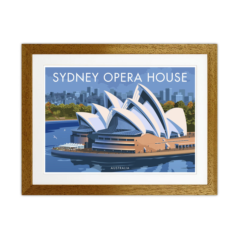 Sydney Opera House by Stephen Millership - Print on Canvas, Brown Framed Paper, 64cm H x 88cm W x 3cm D