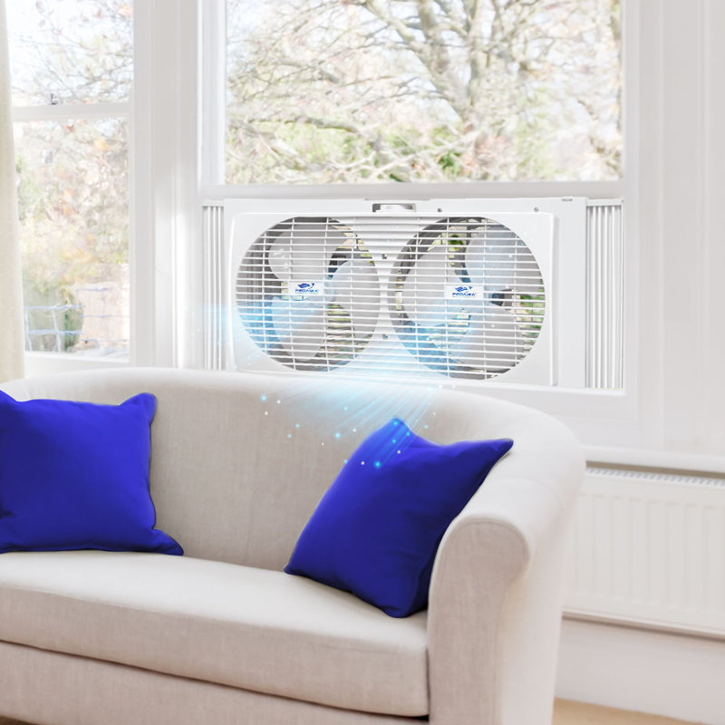 9" Reversible Twin Window Fan, 2 Speed Control Extendable 22-1/4" To 31-1/4"
