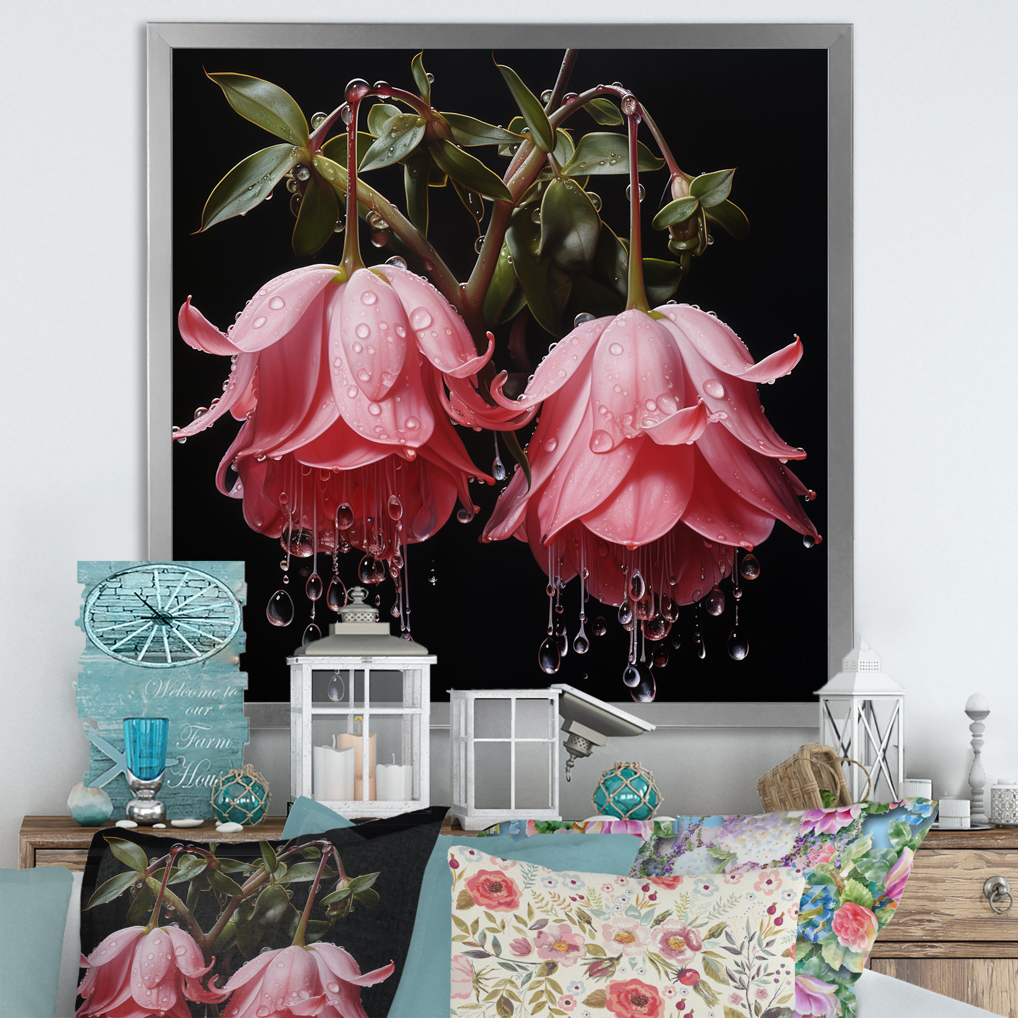 Ebern Designs Garden Pink Hardy Fuchsia Plants - Fuschia Wall Art | Wayfair