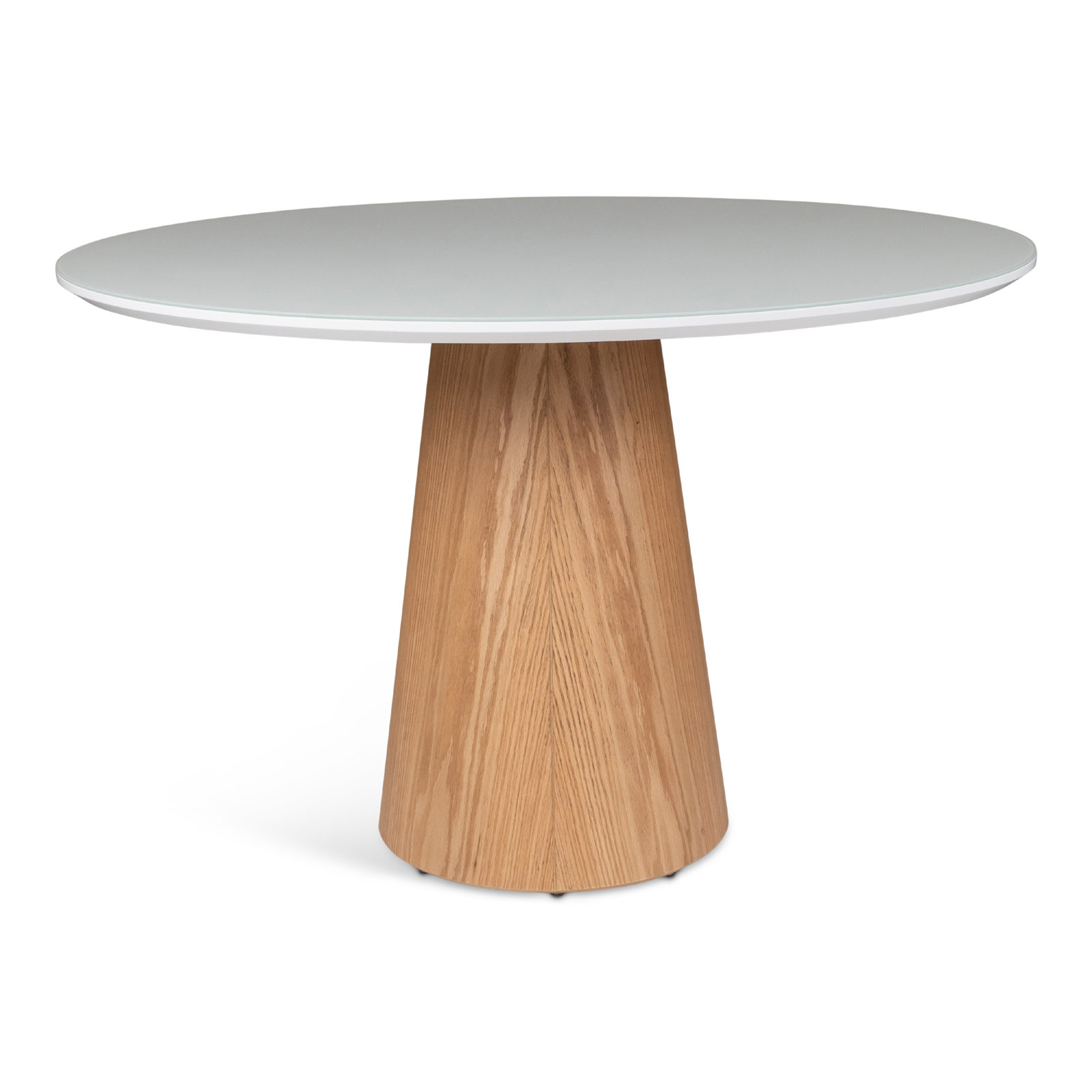Burdon 47" Glass Top Pedestal Dining Table, Branco/Damasco