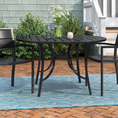 Abbie-Lea Round Metal Outdoor Dining Table With Umbrella Hole , 48'' in. W 48'' in. D