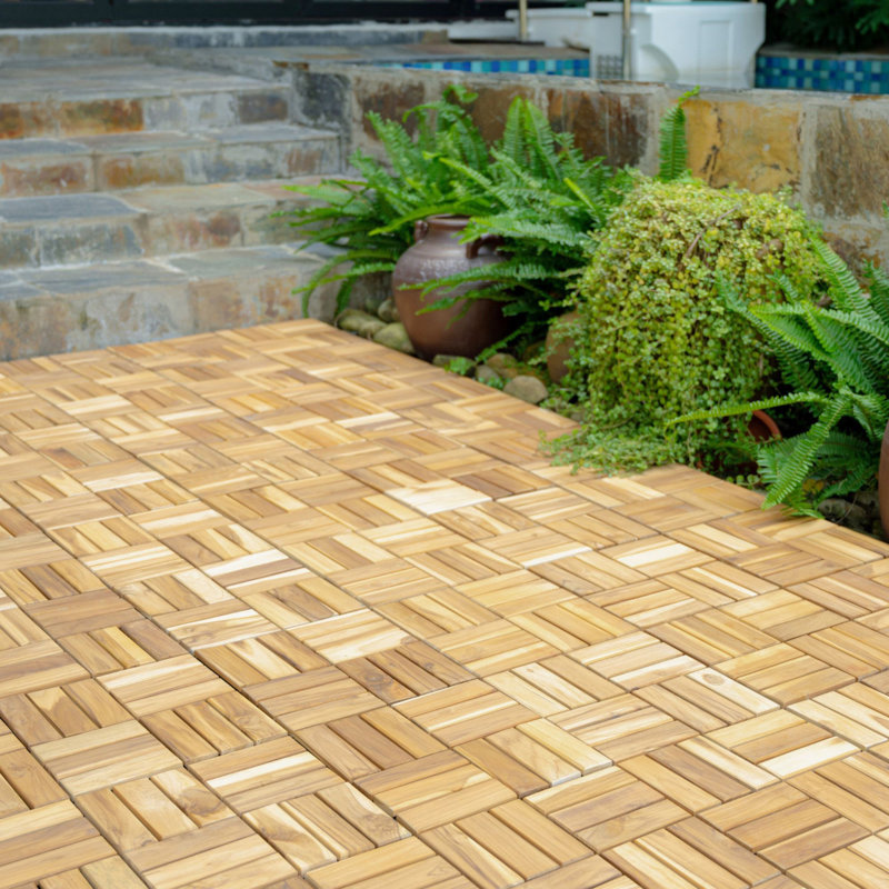 Carreaux de terrasse entrelacés à motif rayé, Brun