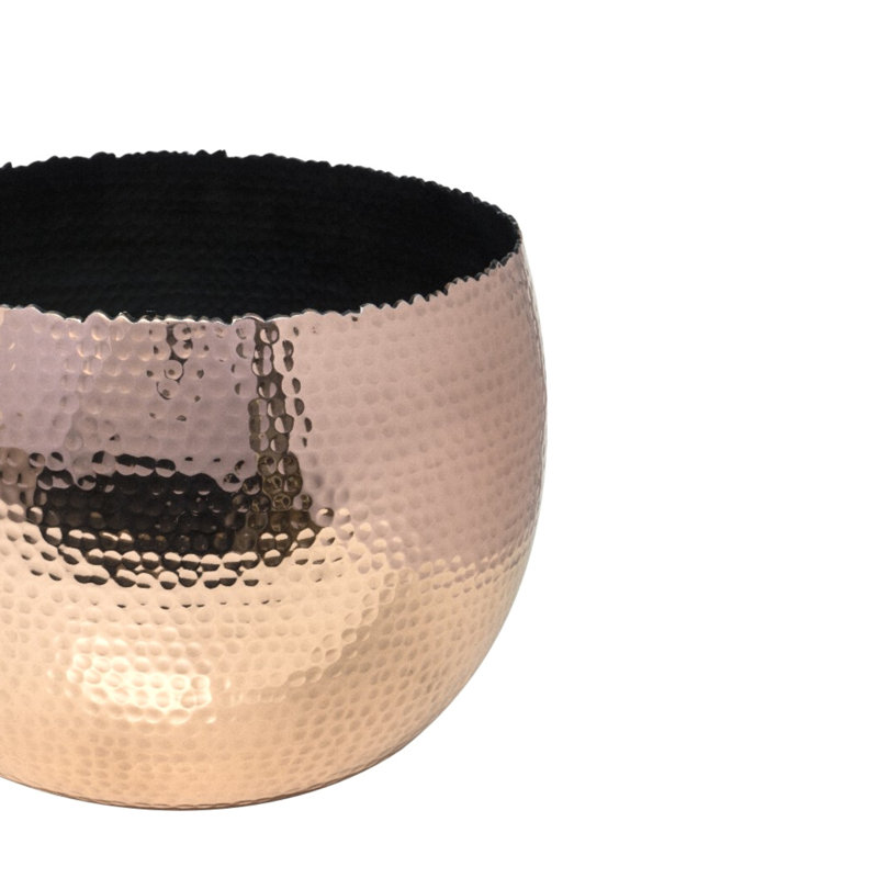 Hammered Metal Indoor Plant Pot Bowl, Copper