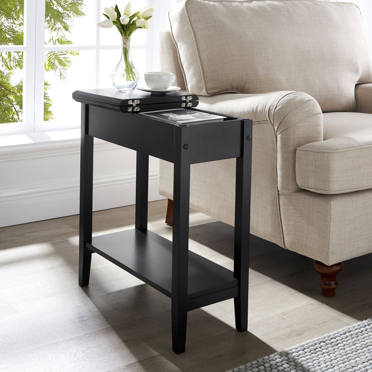 Ilithia 23.6 Tall End Table with Storage, Flip Top Narrow Side Table, Skinny Nightstand Sofa Table Winston Porter Color: Black