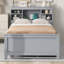 Lit plateforme avec tête de rangement, USB, lit gigogne et 3 tiroirs, gris-1369239488
