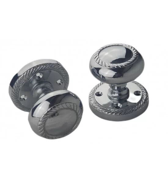  5 Pairs Georgian Design Mortice Sprung Door Knobs in Satin Brushed Chrome