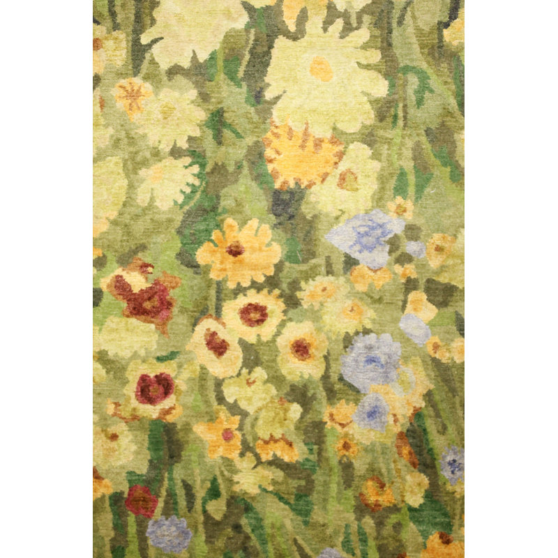 Wool And Silk Nepal One-of-a-Kind Rectangle 9' X 12' Area Rug