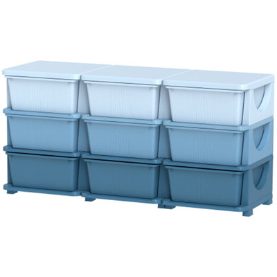 Qaba 3 Tier Kids Storage Unit, 9 Drawer Chest Toy Organizer Plastic Bins For Kids Bedroom Nursery Kindergarten Living Room For Toddlers by LALA & WONZ