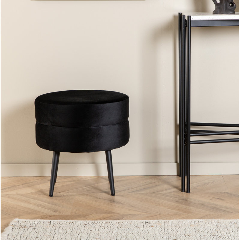 Sprague 40cm Wide Round Ottoman, Black