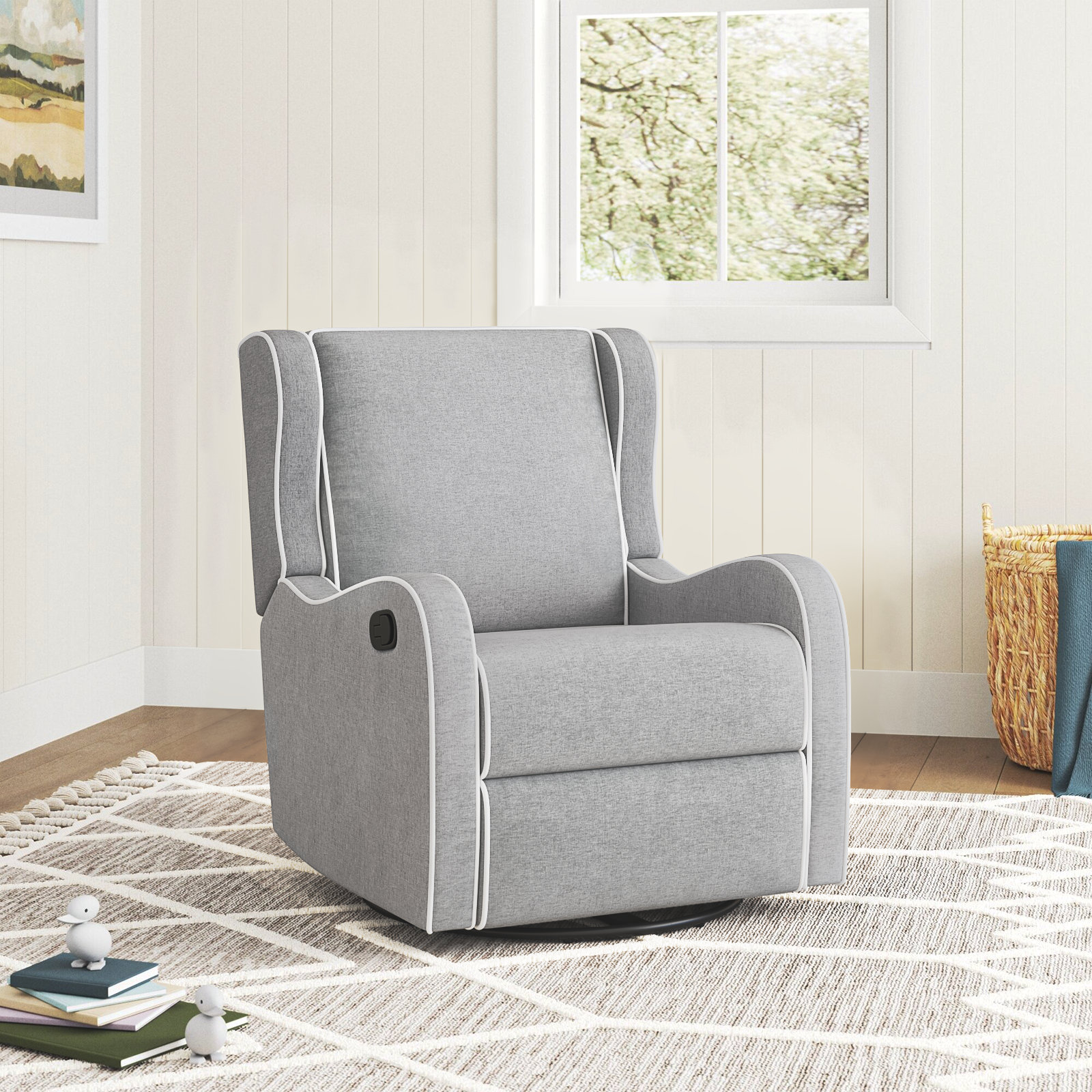 Sand & Stable Baby & Kids Albie Upholstered Swivel Reclining Glider