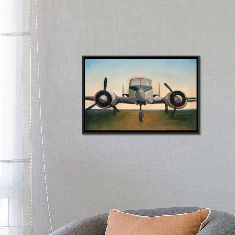 «Air plane», reproduction sur toile, H 18 po x l 26 po x P 1,5 po, Toile encadrée noire, Pas de tapis