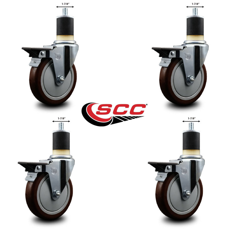 Ensemble de roulettes extensibles en poly pivotant 1-7 / 8 pouces avec frein SCC