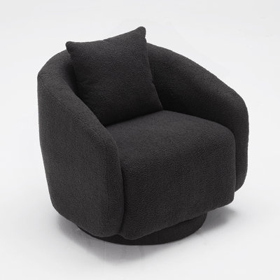 Fauteuil d'appoint pivotant, fauteuil demi-tonneau avec coussin de dossier et structure en bois pour le salon, la chambre à coucher et le bureau