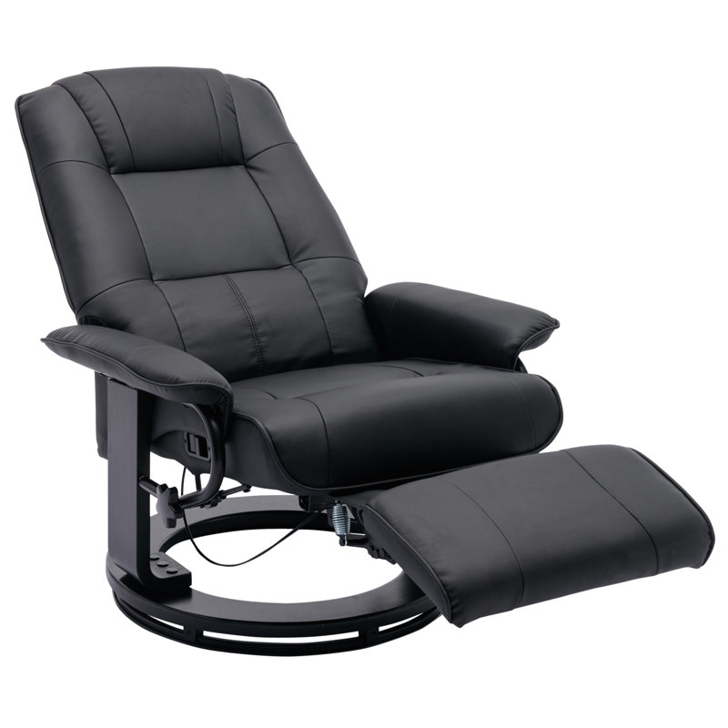 Fauteuil inclinable pivotant en cuir Huntingtown, Similicuir noir