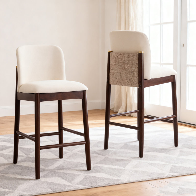 Tabouret de comptoir rembourré en bois, Espresso