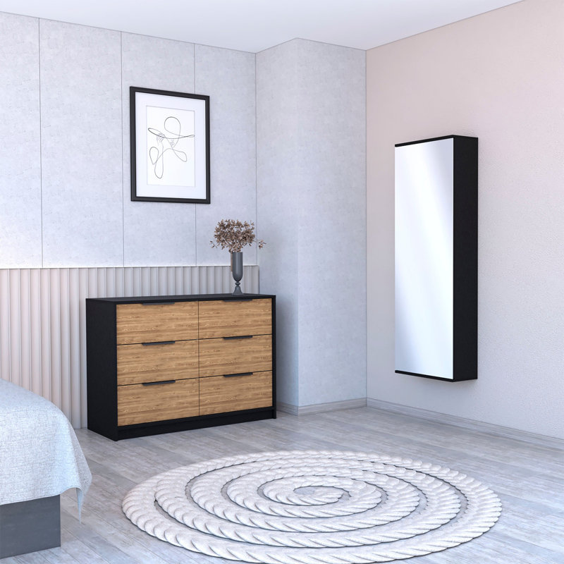 Ensemble de chambre à coucher 2 pièces avec range-chaussures mural et commode, maximisant le rangement et l'efficacité de l'espace