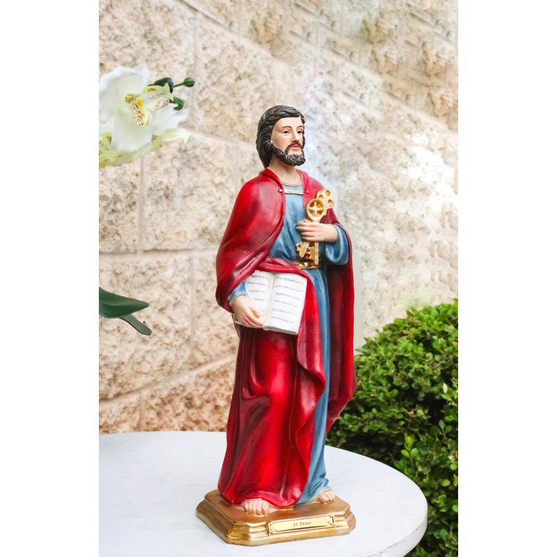 Figurine de 30 cm représentant l'apôtre et disciple de Jésus, saint Pierre, tenant la clé du ciel (série 30 cm).
