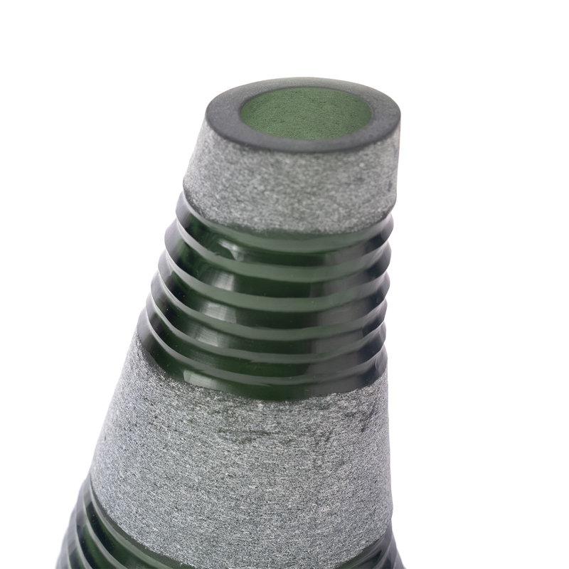 Amahle Handmade Handblown Glass Table Vase, Fern Green, 21" H x 11" W x 11" D