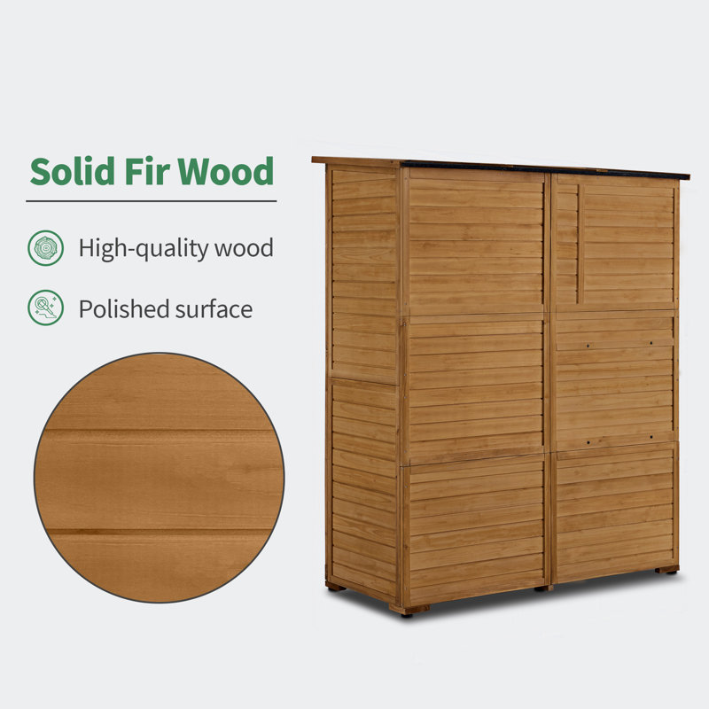 Outdoor Storage Shed with Door and Window, Outside Wooden Tool Shed with Waterproof Asphalt Roof