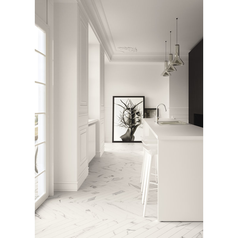 Statuary 3" x 24" Chevron Porcelain Marble Look Wall & Floor Tile