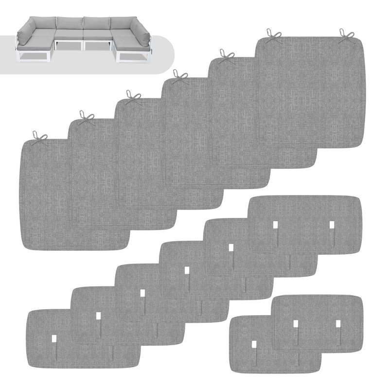 Outdoor 4'' Sectional Cushion Cover, Light Gray