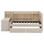 Upholstered Daybed With Drawers, Shelves, Flip Cabinets & Side Table-1431454637
