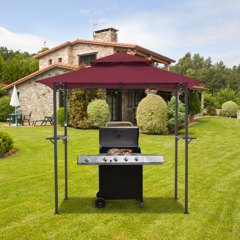 Pavillon de jardin d'extérieur 8 x 5 pi avec 2 niveaux, Rouge vin