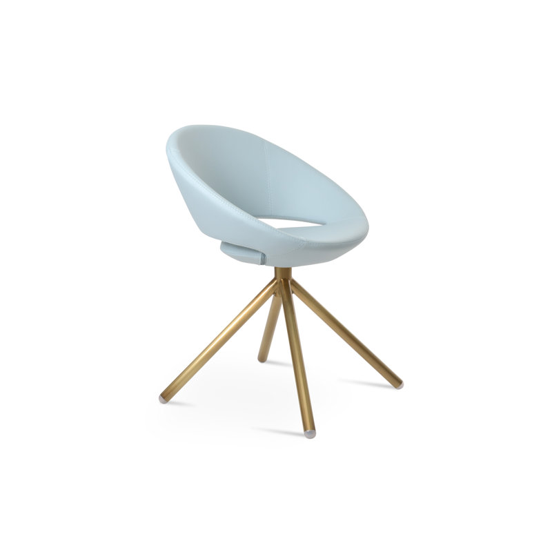 Fauteuil pivotant Crescent, Bleu ciel, Laiton